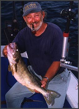 Capt Adam with a great Lake Erie Walleye.